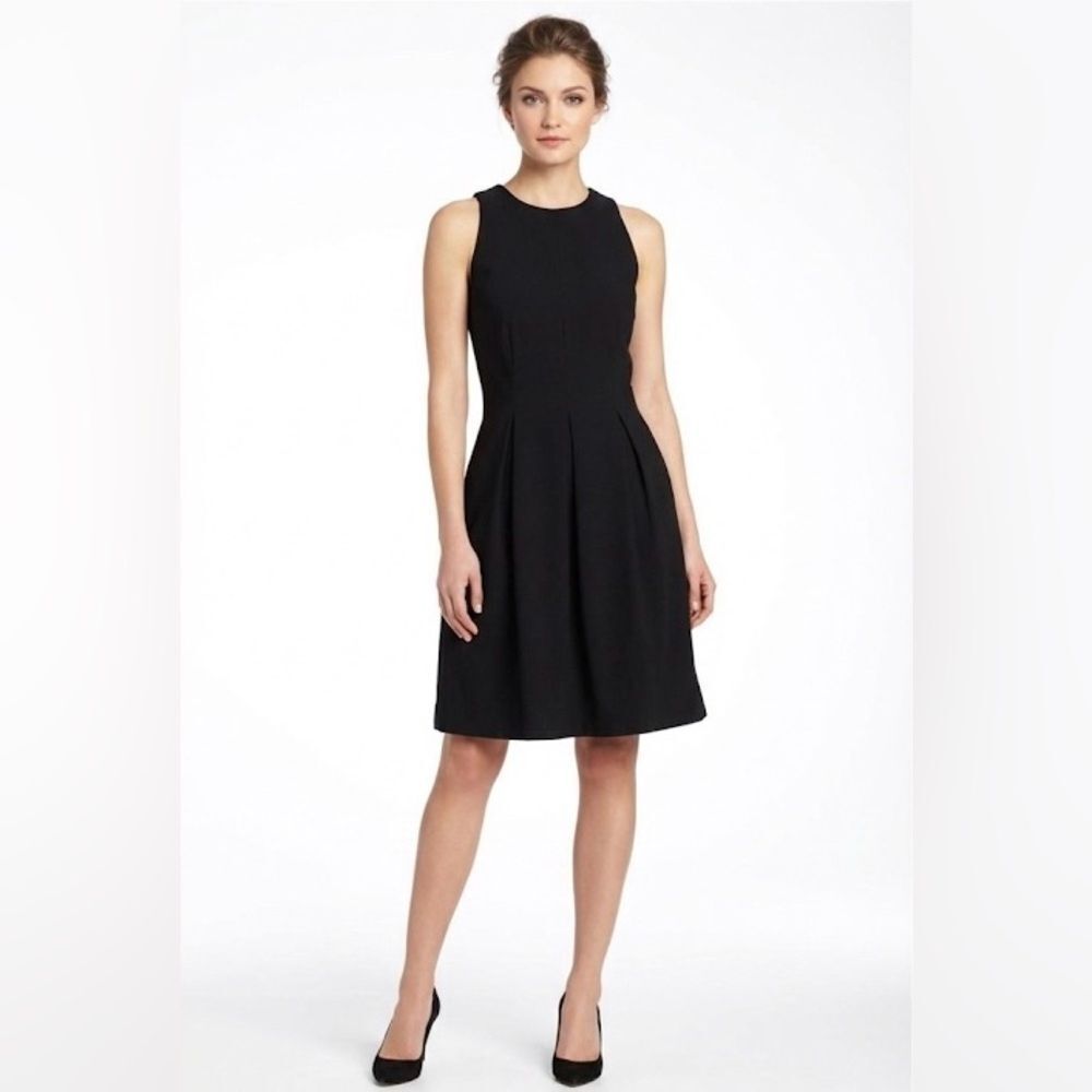 Lyn Devon Little Black Dress 2 Classic Little Black A-Line Pleated Crew Neck